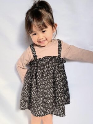 女童日單RIO假2件碎花連身裙