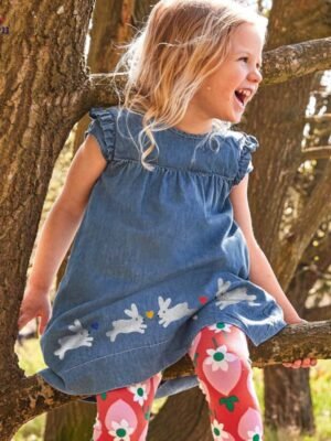 中童牛仔藍兔仔連身裙