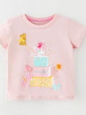 粉紅兔仔短袖Tee