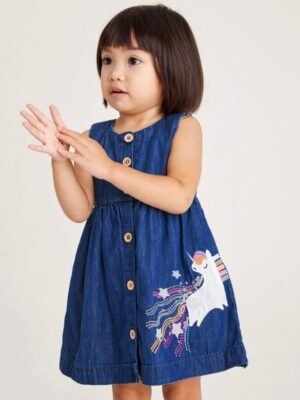 獨角獸牛仔藍背心連身裙