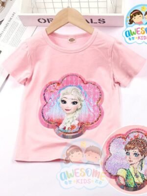 Elsa Anna珠片短袖Tee