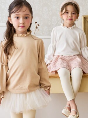 女童長袖T – 韓單女童蕾絲花邊圓領長袖T