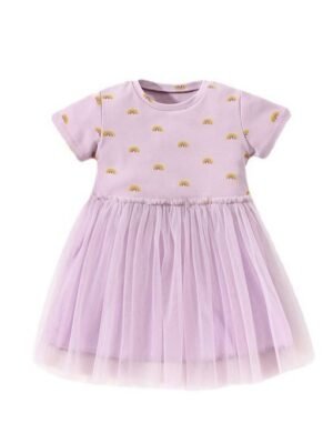 女童連身裙 - 粉紫彩虹紗裙