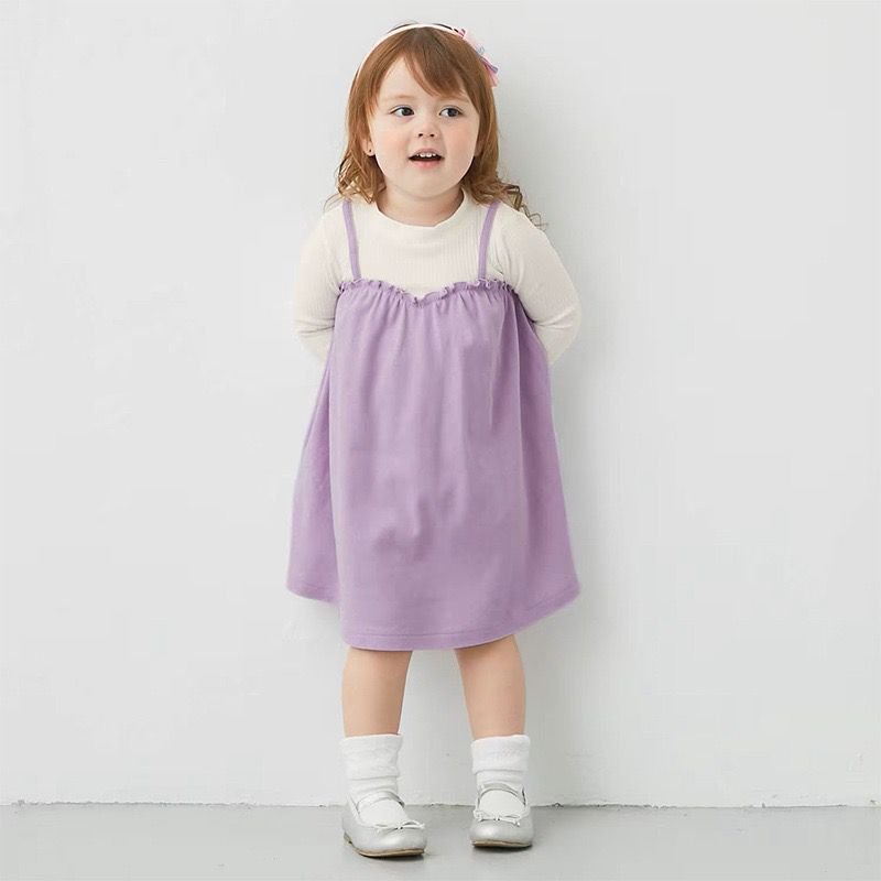 女童連身裙 - 日單假兩件長袖連身裙 9 女童連身裙