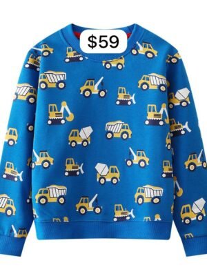 兒童衛衣 - ️️️️藍色工程車毛圈衛衣