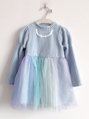 連身裙 - 日單藍色連身紗裙 (size: 90)