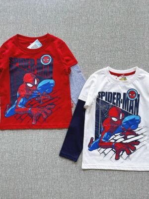 男童Tee - 蜘蛛俠假兩件長袖Tee