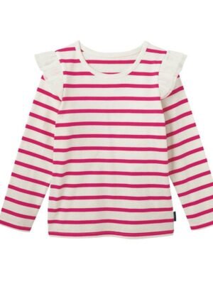 女童Tee - 日單紅白間長䄂Tee