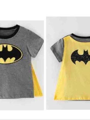 兒童Tee - 灰色蝙蝠俠連披肩短袖Tee