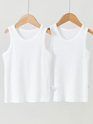 純棉白色網眼打底背心 (1包2件)