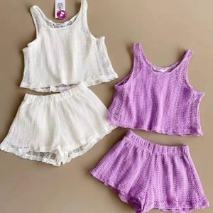 女童套裝 - 女童短身露腰款背心套裝