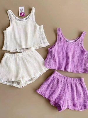 女童套裝 - 女童短身露腰款背心套裝