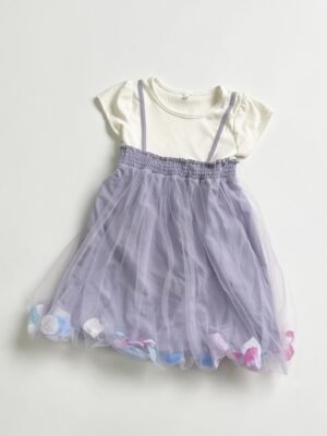 連身裙 – 日單假2件立體花瓣連身紗裙