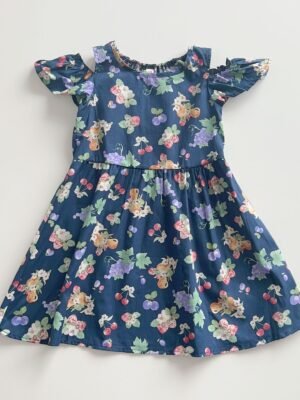 連身裙 – 日單露肩深藍連身裙