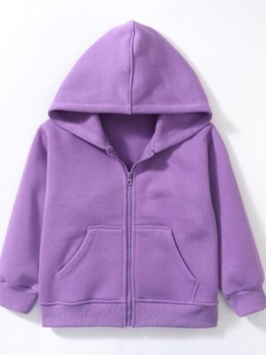 親子款紫色連帽外套（內搖粒絨)