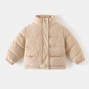 童裝外套 - 燈芯絨加厚保暖拉鍊外套