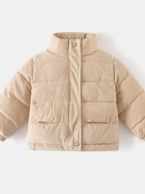 童裝外套 - 燈芯絨加厚保暖拉鍊外套