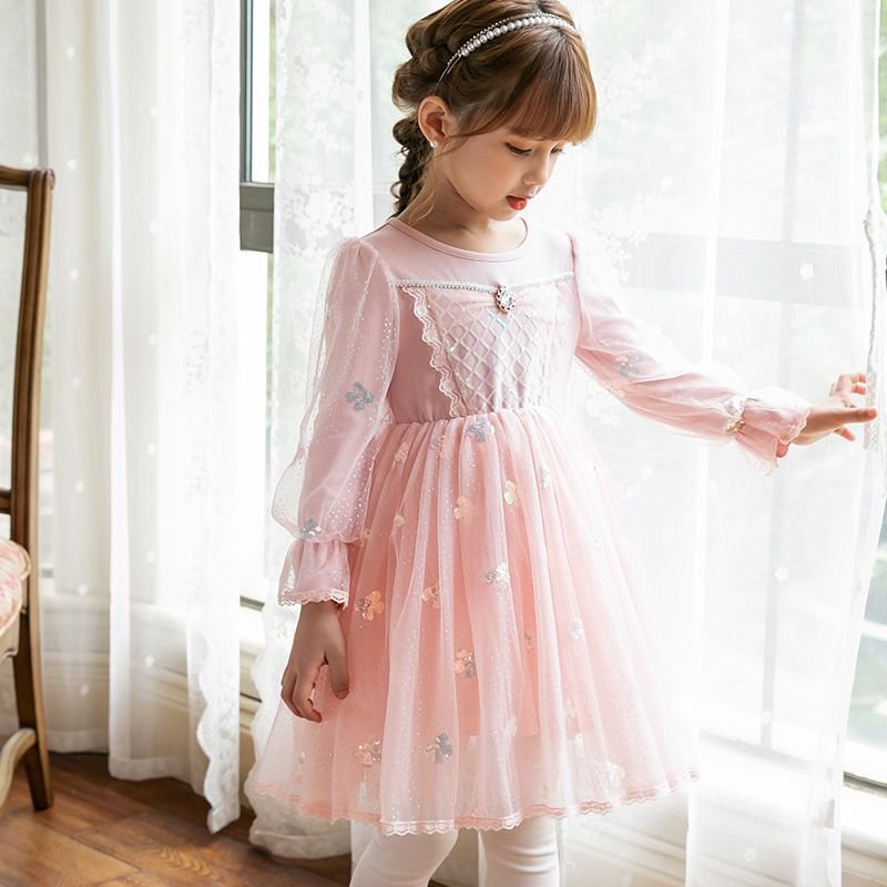 公主裙-韓版粉紅公主珠片紗裙 1 公主裙-韓版粉紅公主珠片紗裙