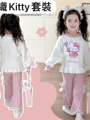 新年衫 – 女童針織Kitty長袖2件套裝