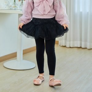 韓版黑色喱士立體紗裙褲