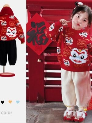 新年衫 – 農曆新年系列🧧兒童賀年醒獅冷衫 (Size 110)