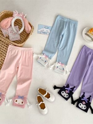 女童長褲 - Melody立體手拖手棉質leggings