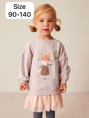 女童衛衣 – 女童貓貓衛衣拼紗