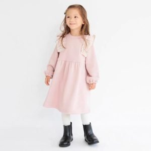 新年裙 – 親子款 粉紅絲絨連身裙