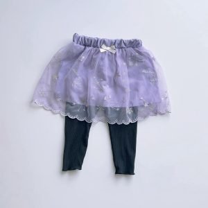 女童裙褲-日單刺繡紗裙褲