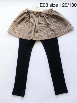 女童裙褲-日單啡色格仔裙褲