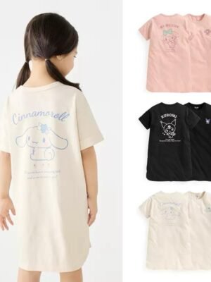 玉桂狗/Melody/Kuromi 刺繡公仔短袖T裙