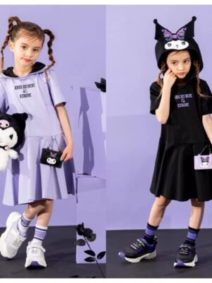 日單Kuromi 短䄂造型帽連身裙