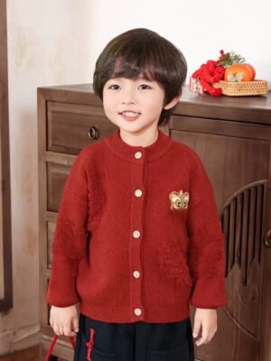 新年衫 – 農曆新年系列🧧兒童紅色針織外套