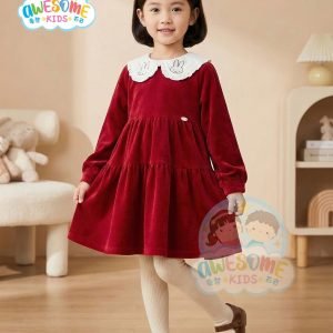 連身裙 - 日單Miffy紅色絲絨連身裙