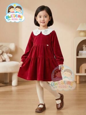 連身裙 - 日單Miffy紅色絲絨連身裙