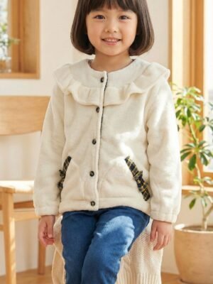 日單白色毛絨保暖外套