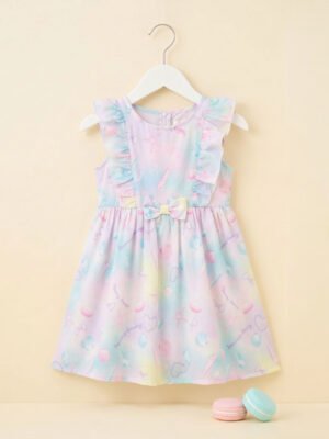 漸變色彩貝殼飛袖裙 | 童裝連身裙