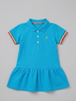 藍色Polo 兔仔刺繡連身裙