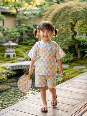 女童幾何箭嘴紋浴衣 (100/110)