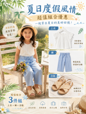 女童超值組合 - 女童上衣 + 褲子+涼鞋