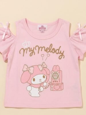 Melody露肩粉紅短袖Tee