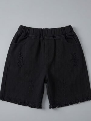 兒童黑色牛仔短褲