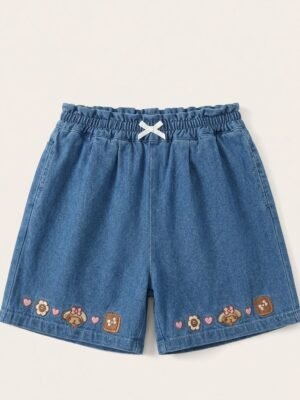 女童刺繡Melody牛仔短褲(120-130)